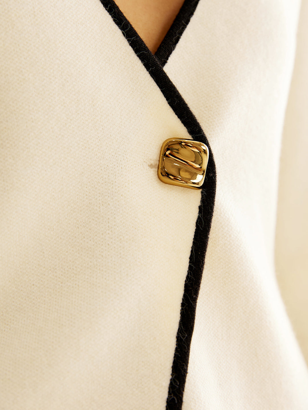 Yün Karışımlı Kontrast Kesim Yırtmaçlı Kardigan