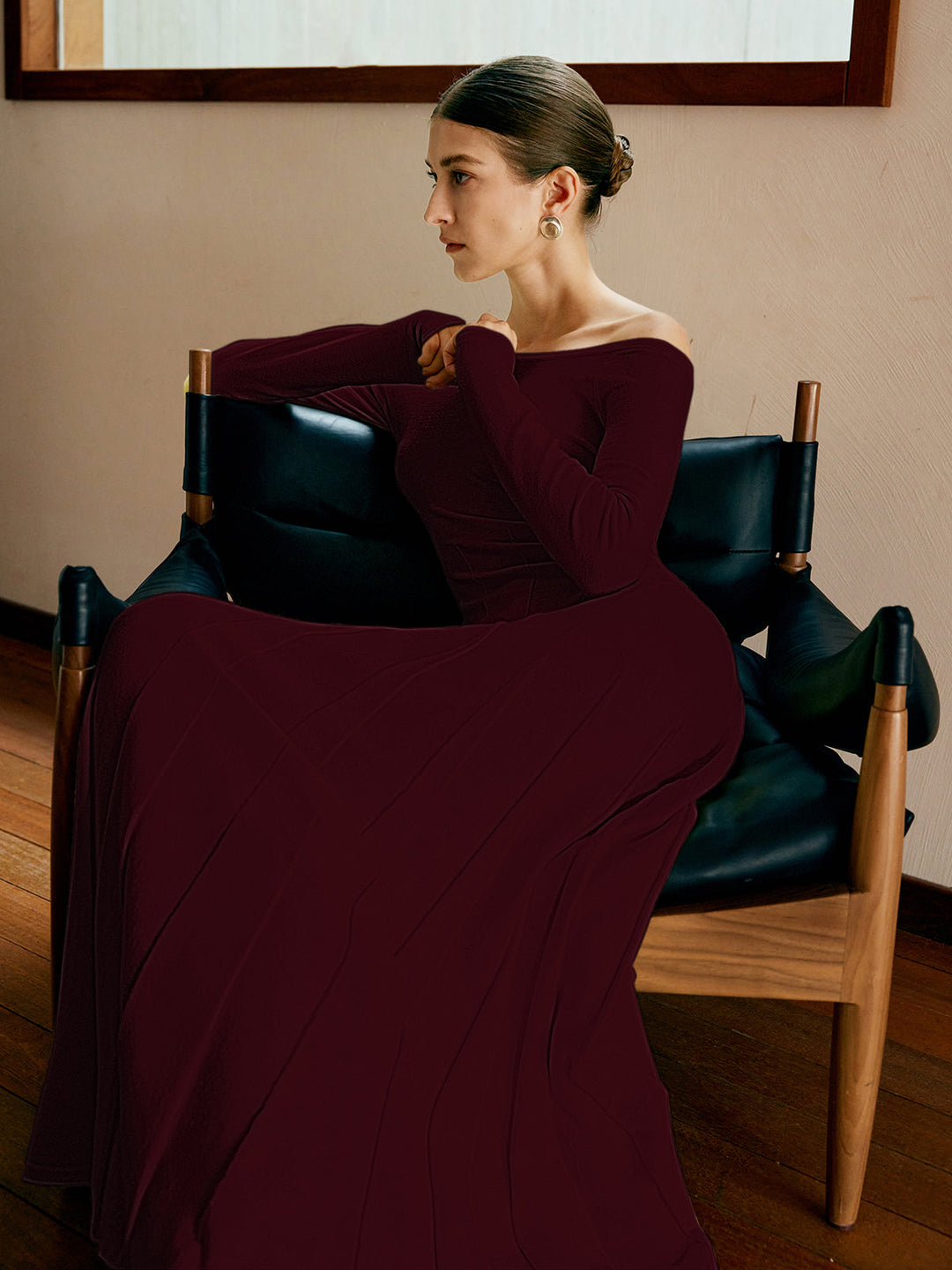 Omuz Açık Pileli Kazak Elbise