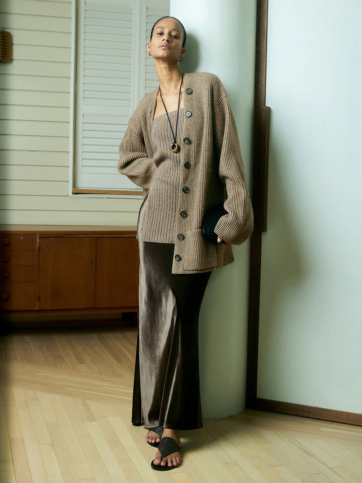 Kaburgalı Bol Örgü Dış Giyim