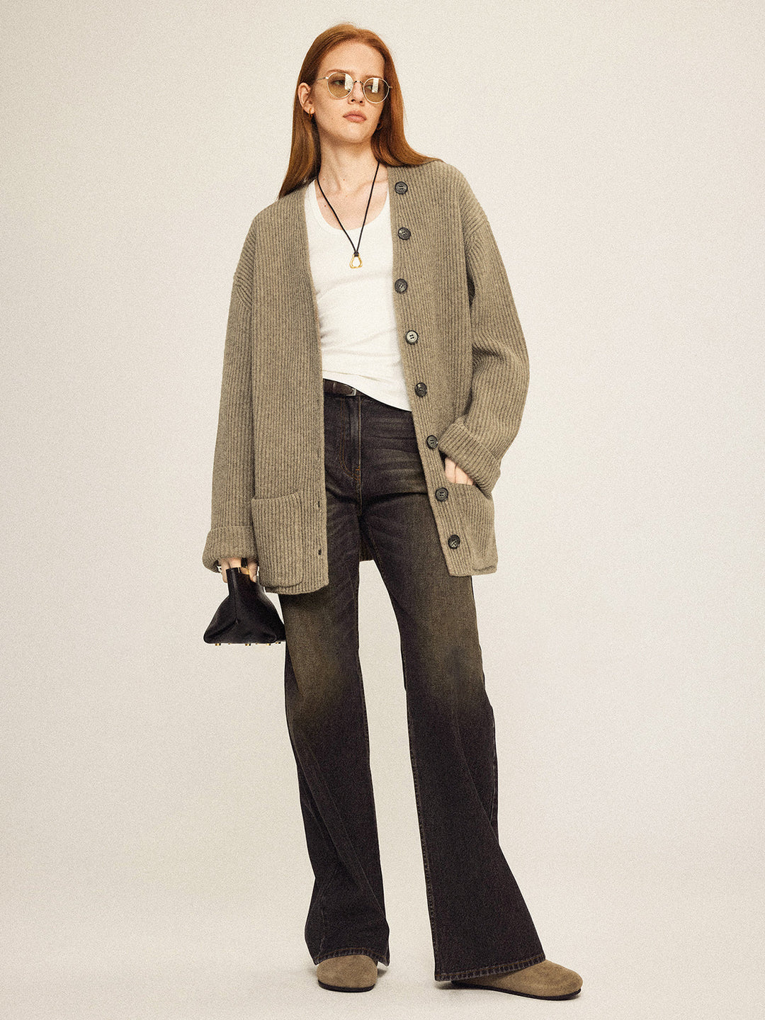 Kaburgalı Bol Örgü Dış Giyim