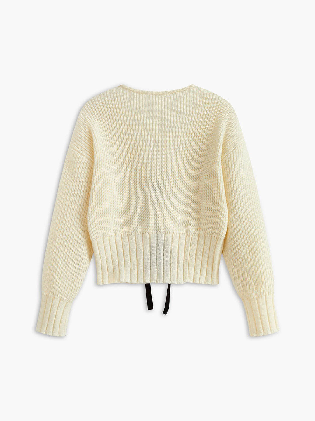 V Yaka Fiyonklu Yivli Hırka