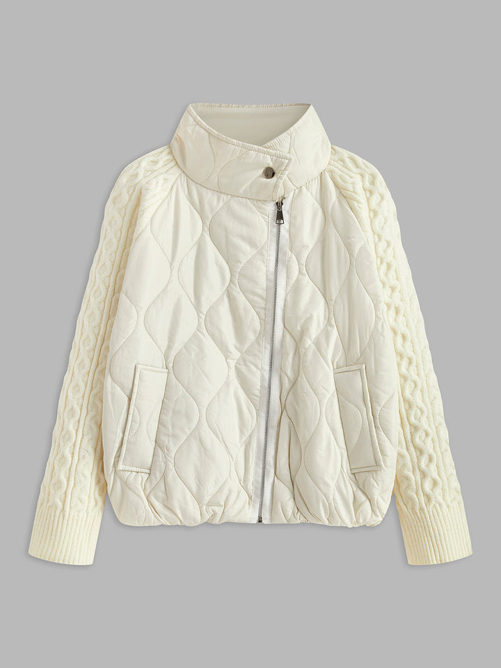 Düğmeli Klipsli Yaka Panelli Örgü Ceket