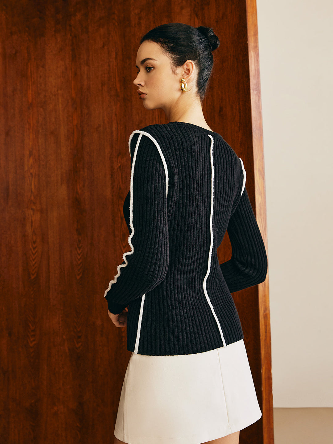 Kontrast Boru İnce Örgü Üst