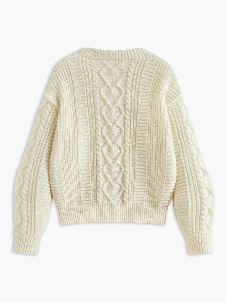 V Yaka Düğme Mekanizmalı Kablolu Hırka