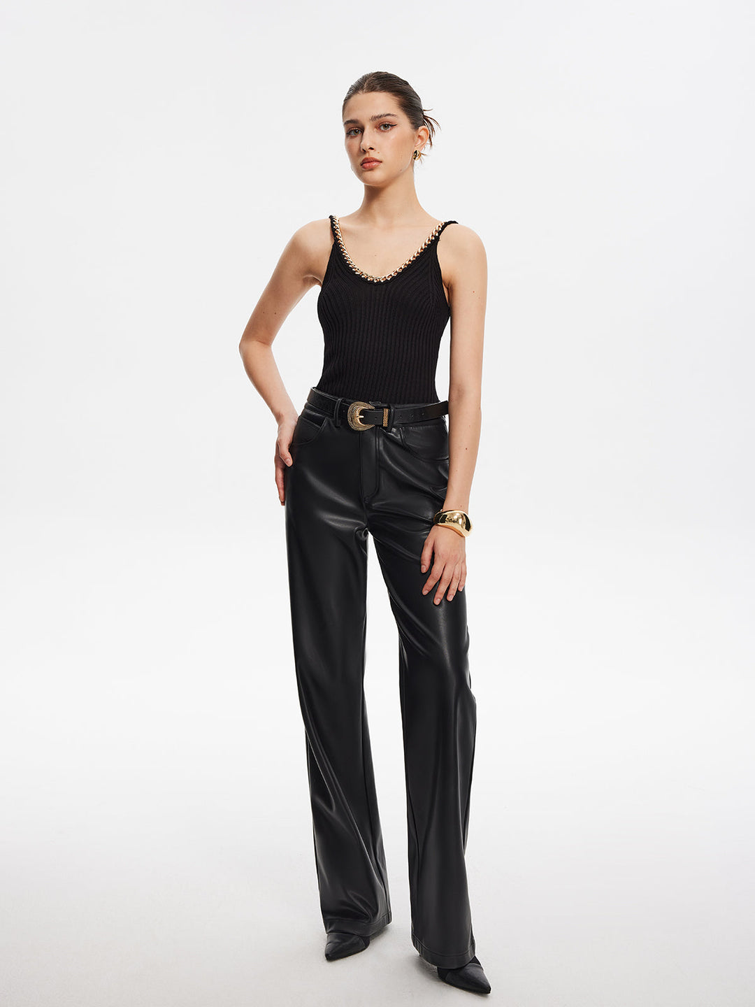 Metal-Dikişli İnce Askılı Kazak Yelek