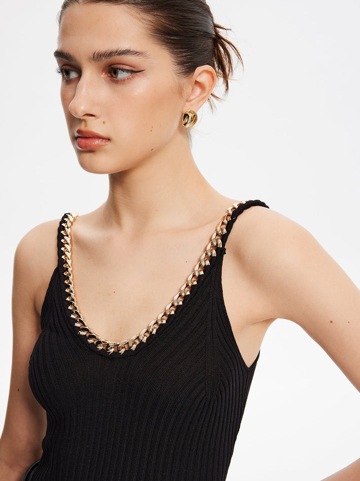 Metal-Dikişli İnce Askılı Kazak Yelek