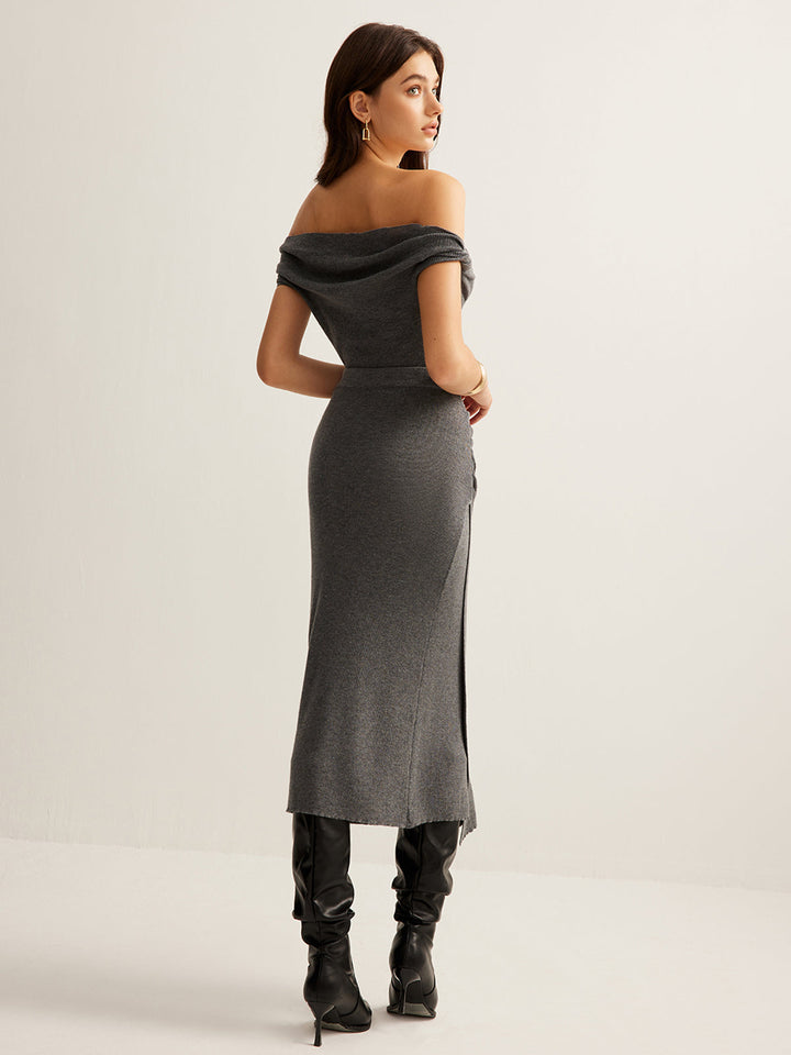 Yün Karışımlı Buruşuk Kazak Etek Takımı