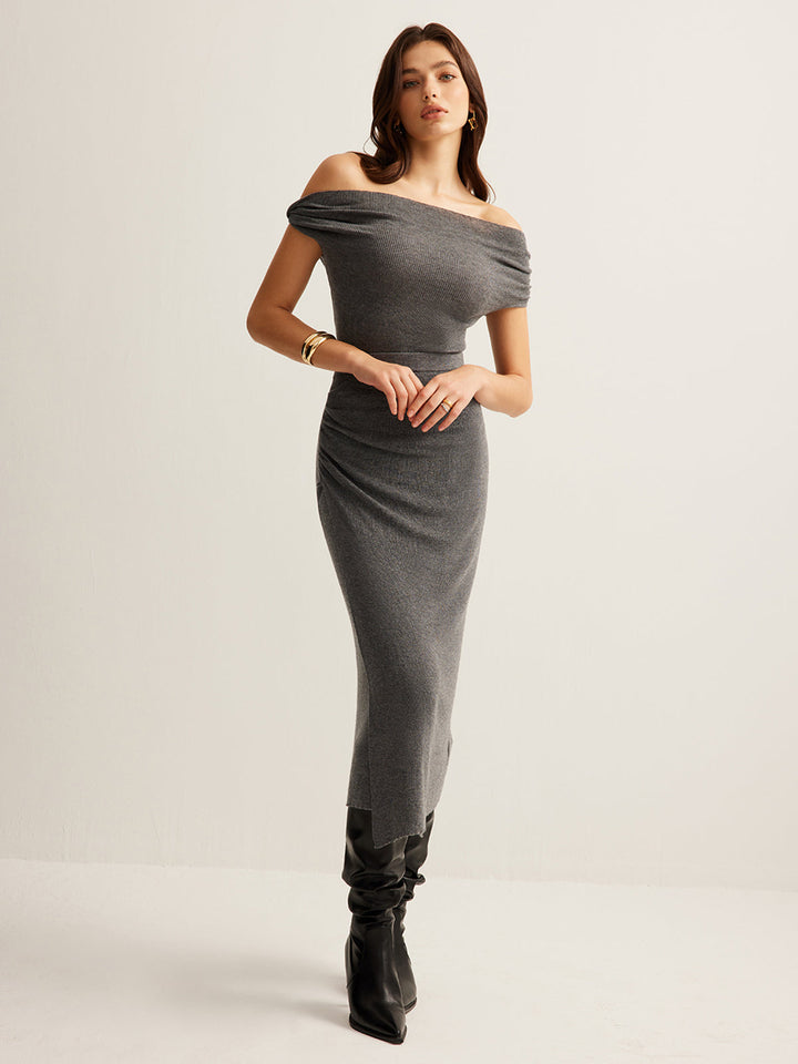 Yün Karışımlı Buruşuk Kazak Etek Takımı