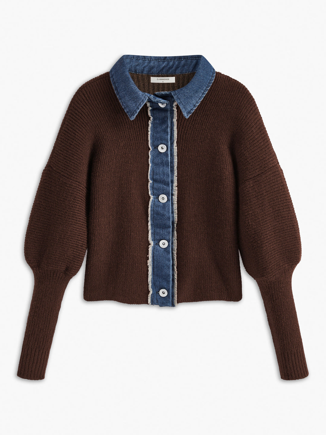 Panel Göğüslü Streç Yaka Örgü Üst