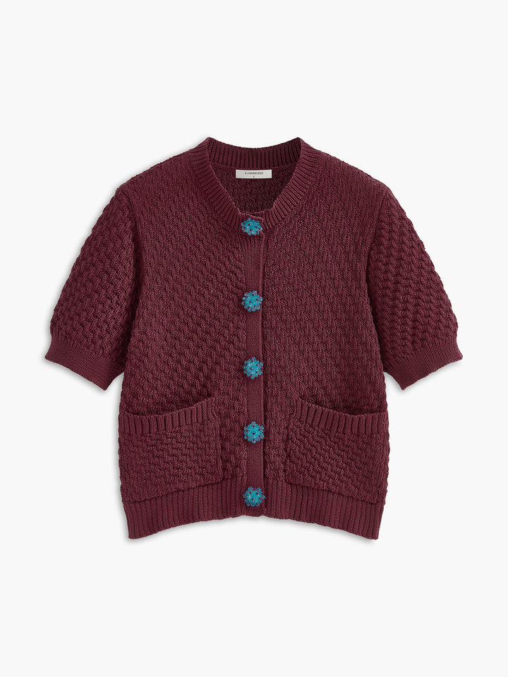 Düğme Detay Cepler Fit Cardigan