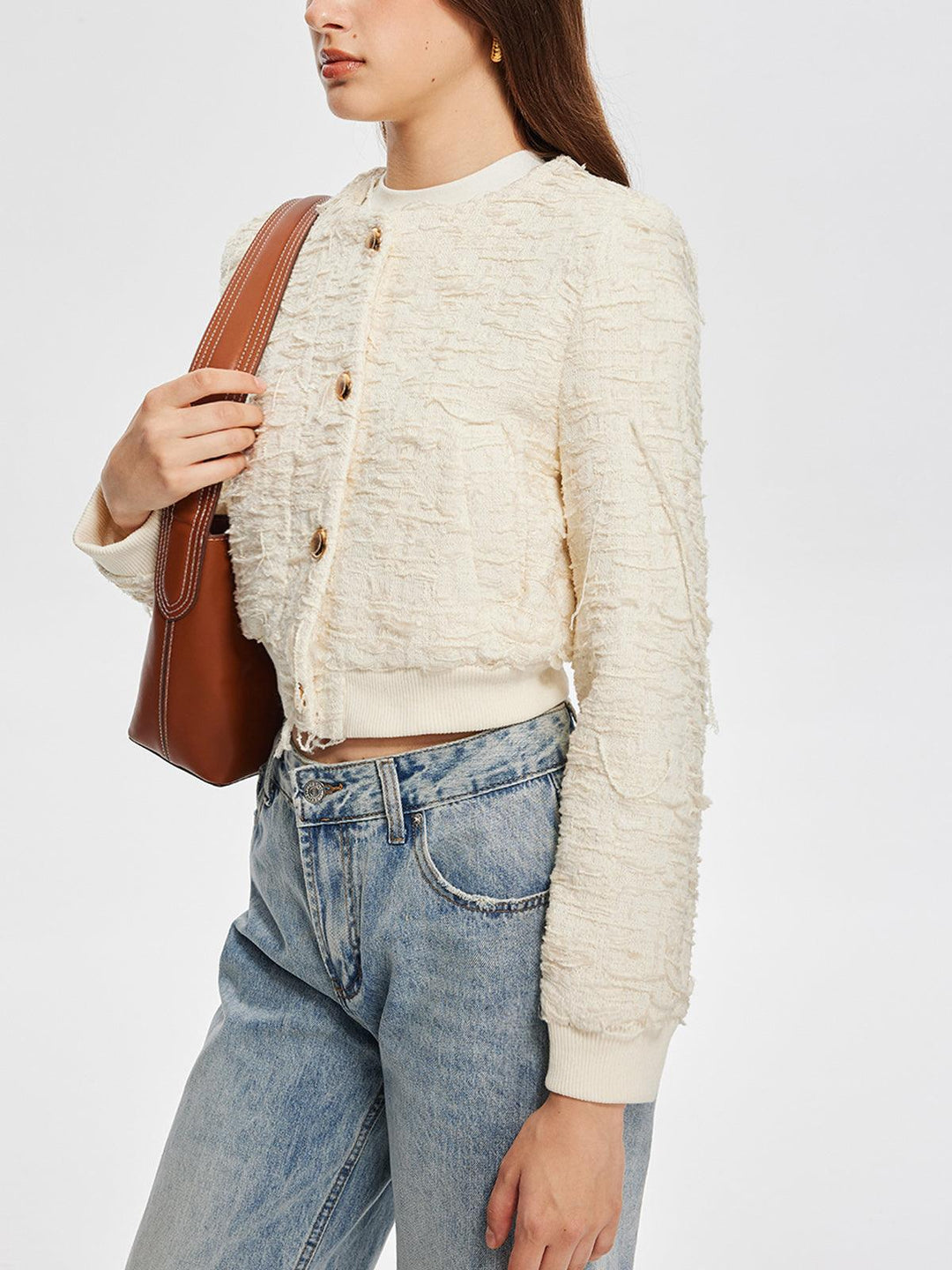 Textured Elegance Bomber Ceket