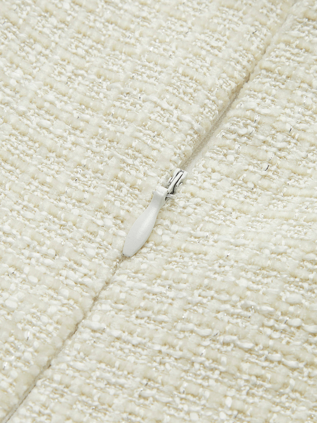 Kontrast Bağlama Detaylı Pliseli Tweed Kısa Elbise