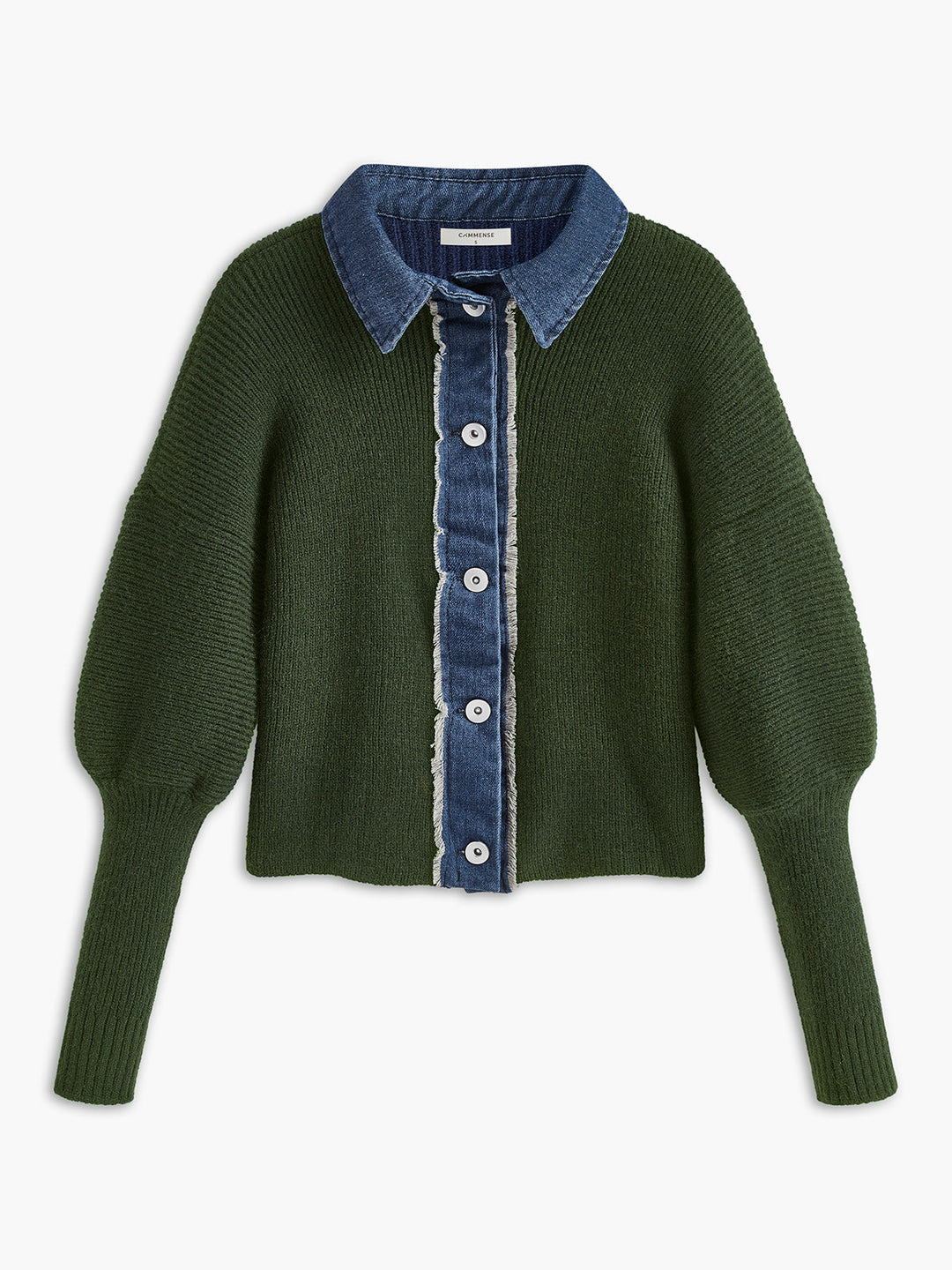 Panel Göğüslü Streç Yaka Örgü Üst