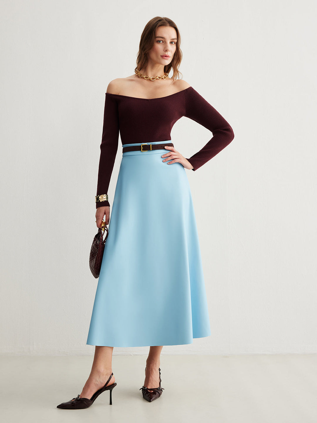 Soğuk Omuzlu İnce Kazak