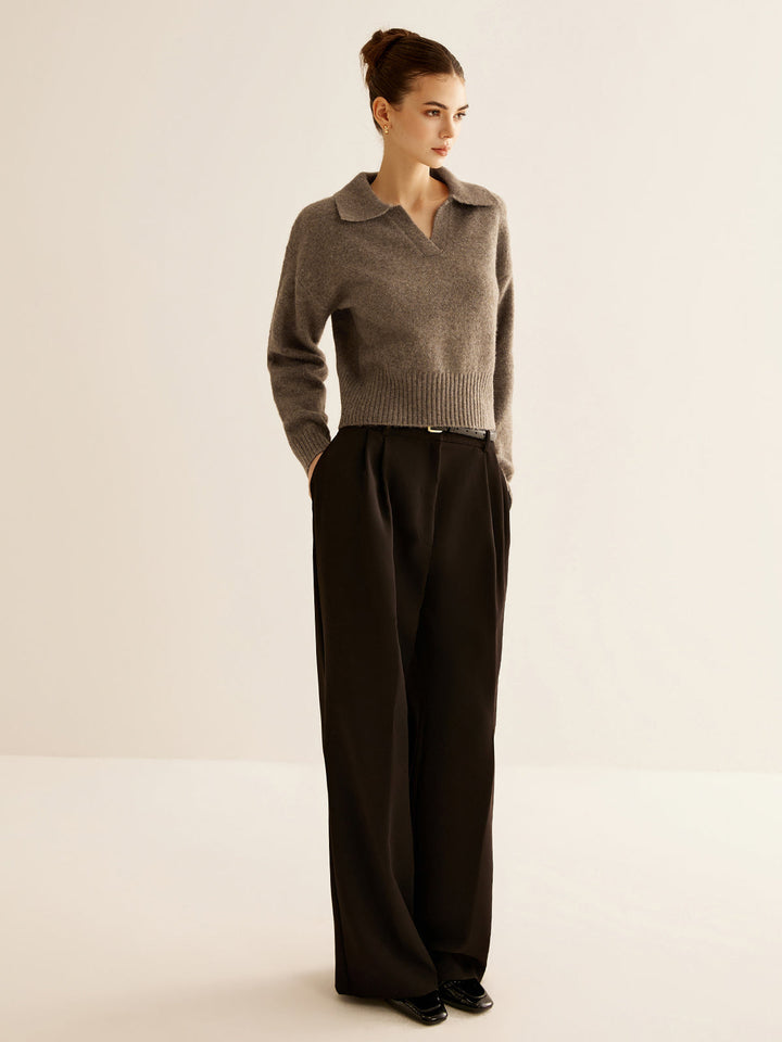 Yün Karışımlı Polo Yaka Kazak