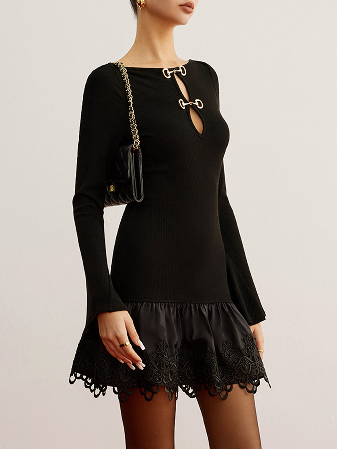 Kesik Panelli Jersey Elbise