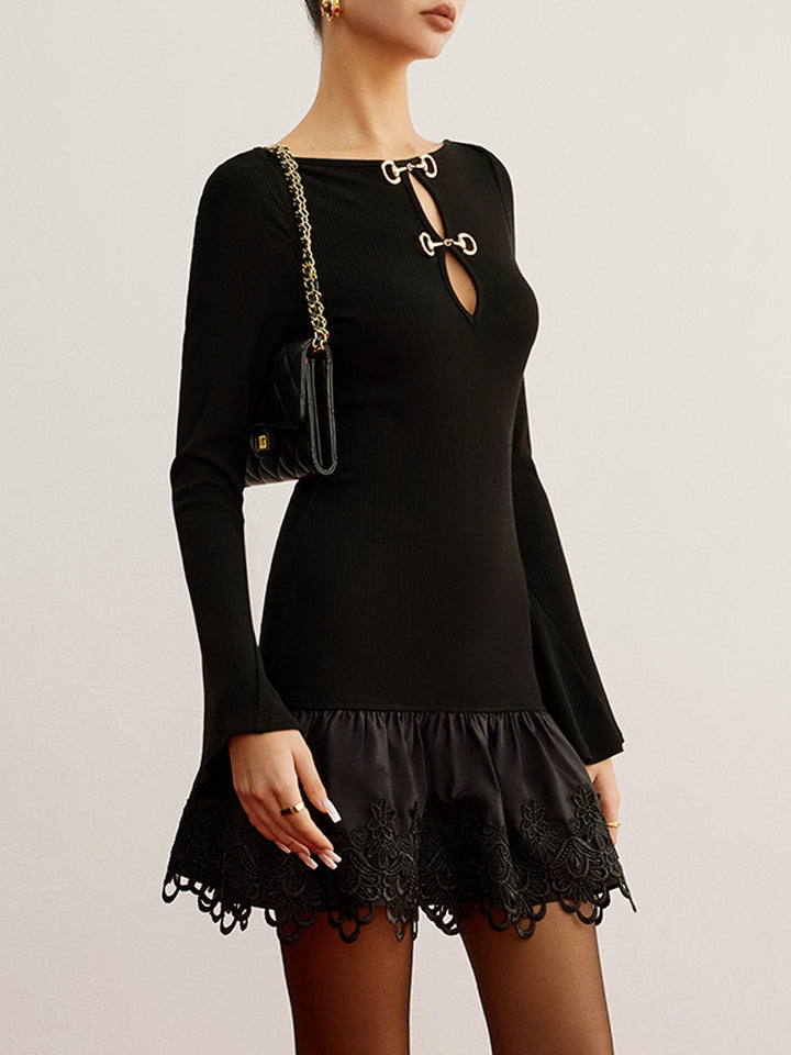 Kesik Panelli Jersey Elbise