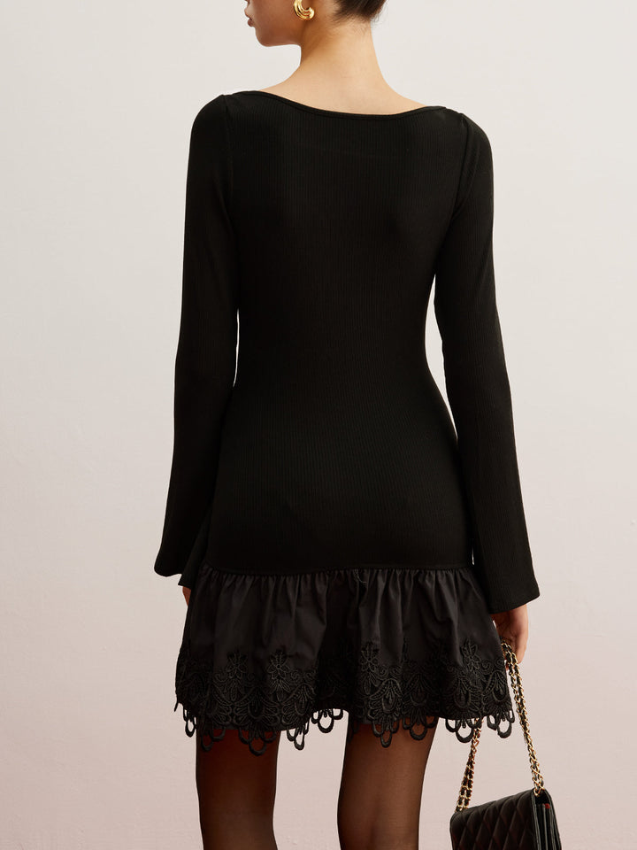 Kesik Panelli Jersey Elbise