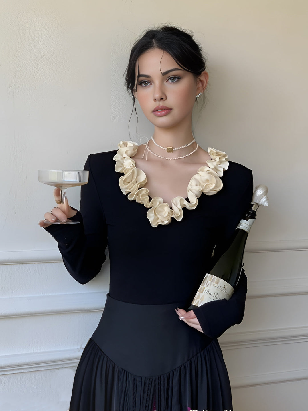 Pamuklu Çiçek Desenli Slim Tişört