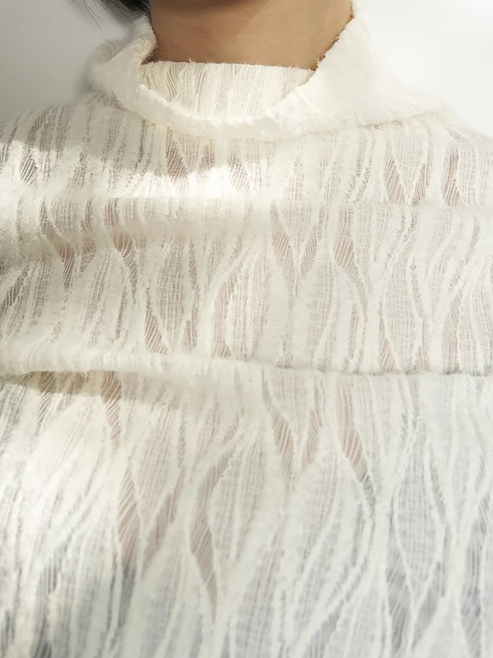 Sahte Yaka Yarı Şeffaf Plisse Üst