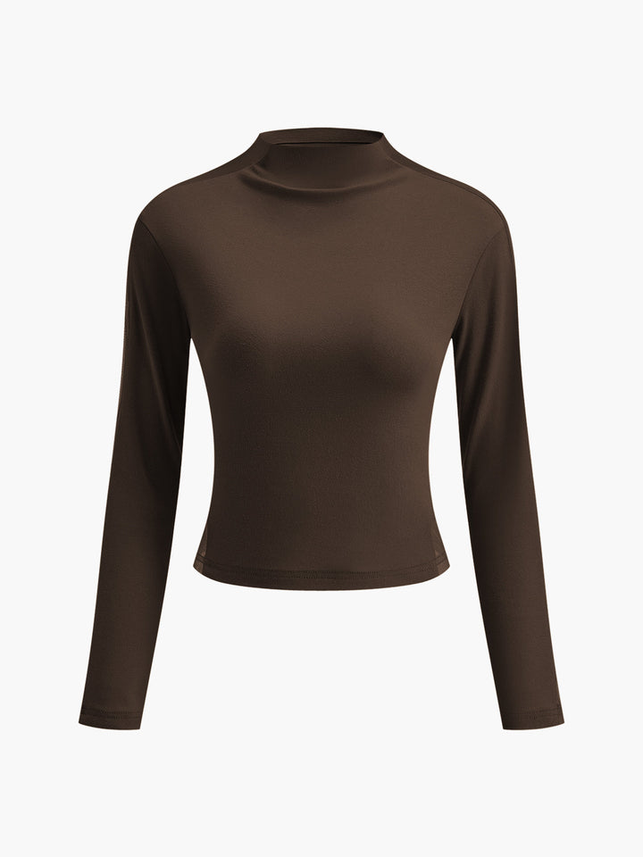 Düz Tül File Uzun Kollu Tişört