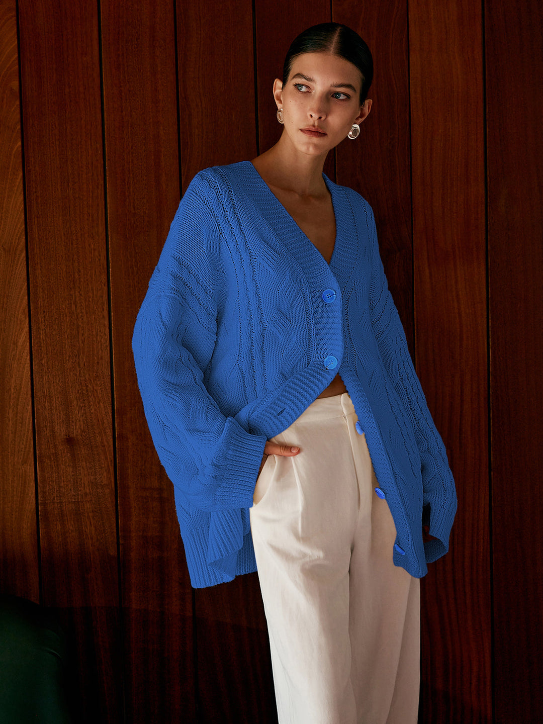 Büyük Boy Kablo Örgü Dış Giyim