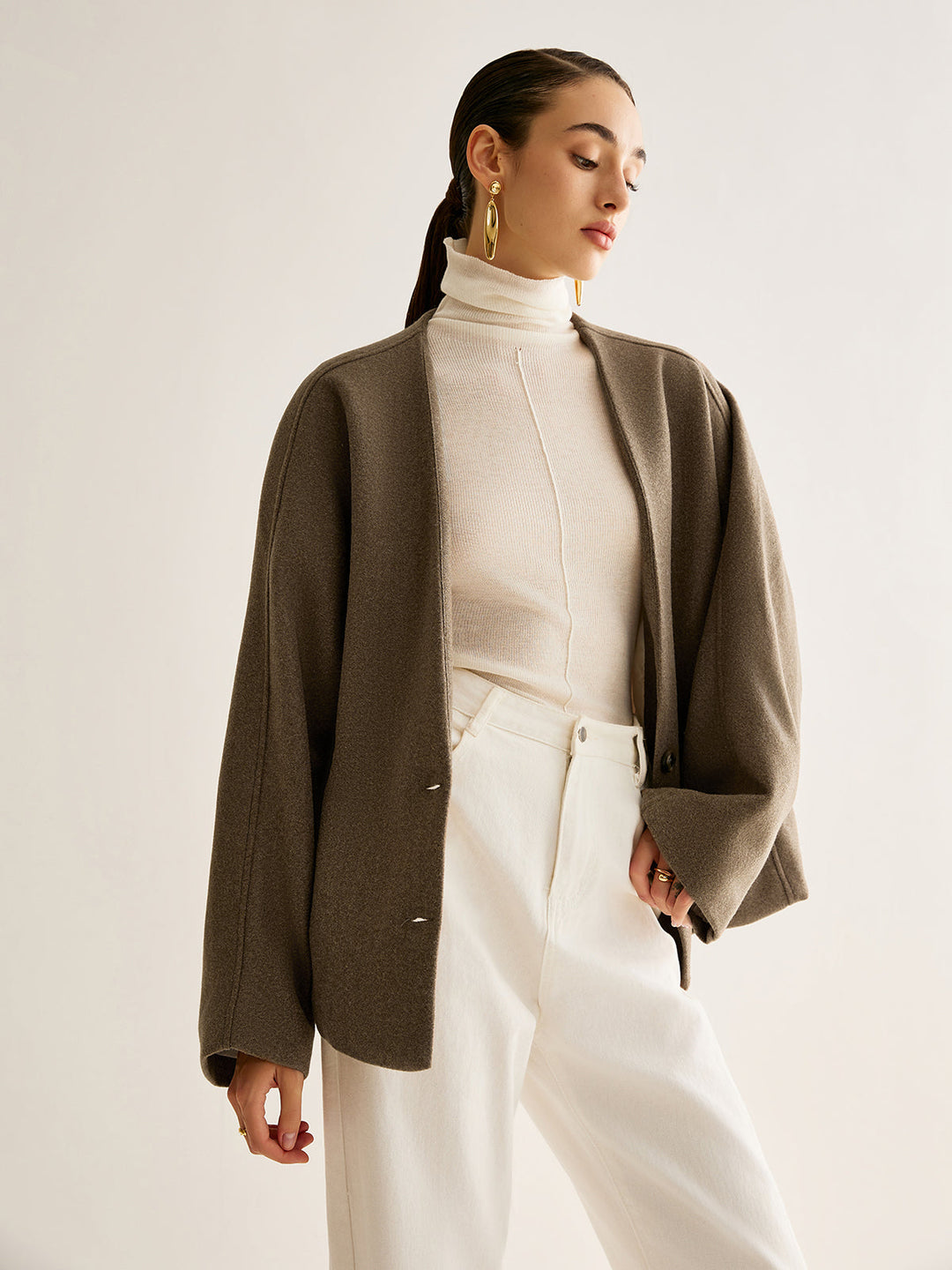 V Yaka Bol Sıcak Ceket