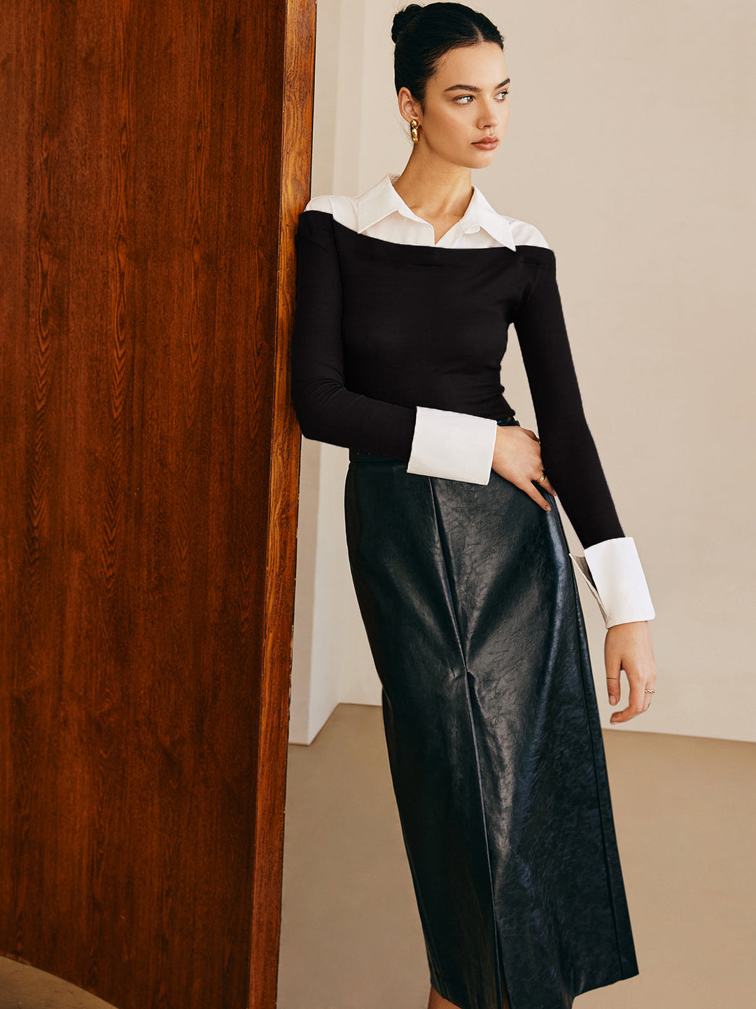 Yarı Şeffaf Panel Jersey Slim Üst