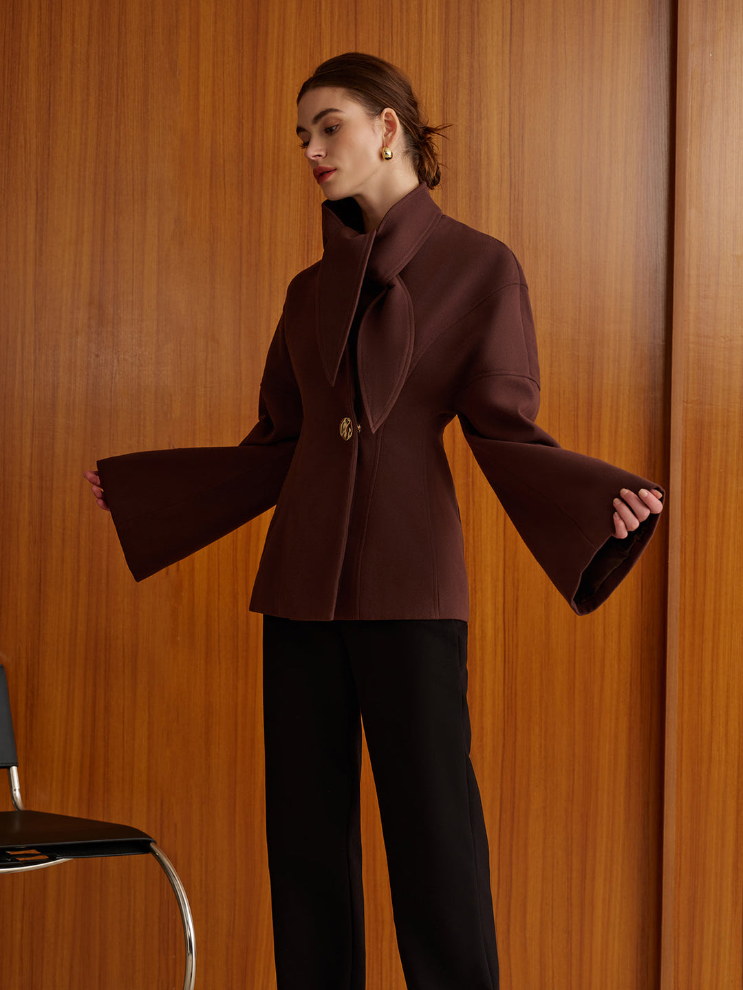 Düz Metal Düğmeli Mont Ve Atkı