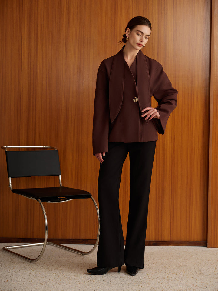 Düz Metal Düğmeli Mont Ve Atkı