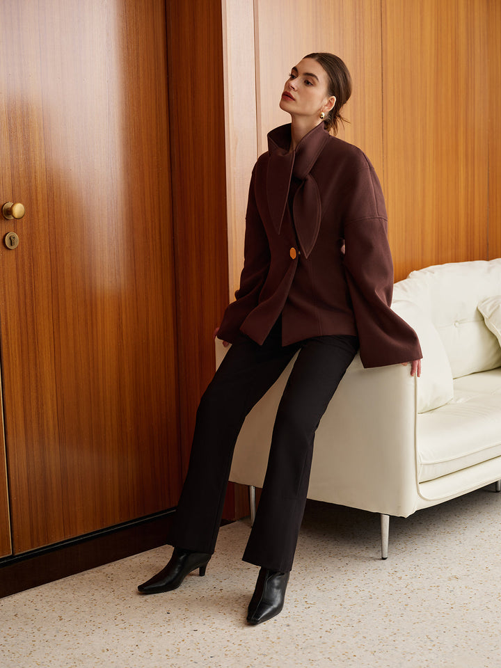 Düz Metal Düğmeli Mont Ve Atkı