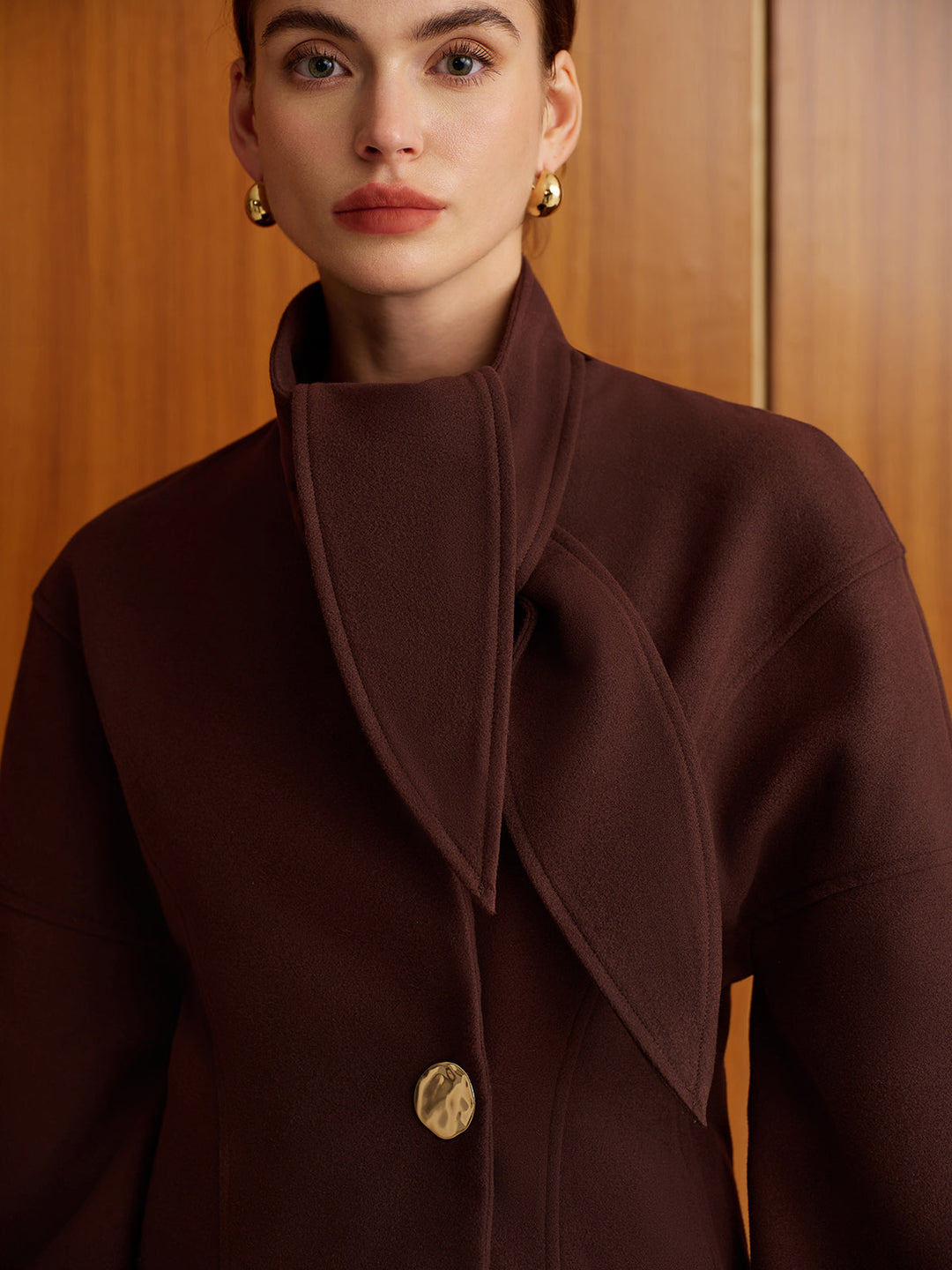 Düz Metal Düğmeli Mont Ve Atkı