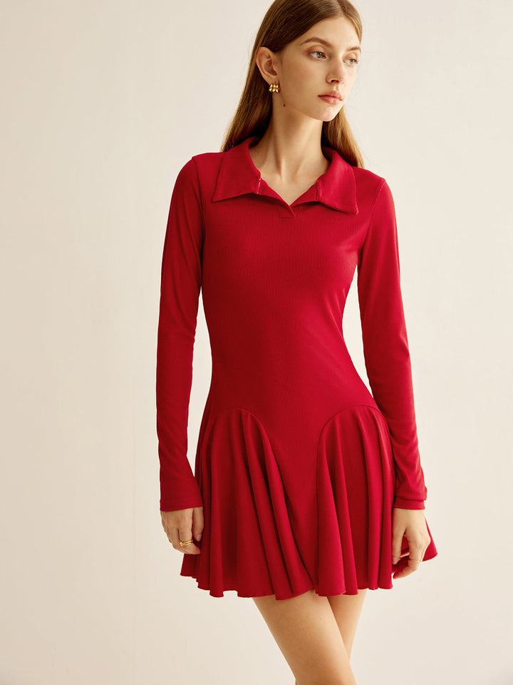 Pliseli Ribana Panel Elbise