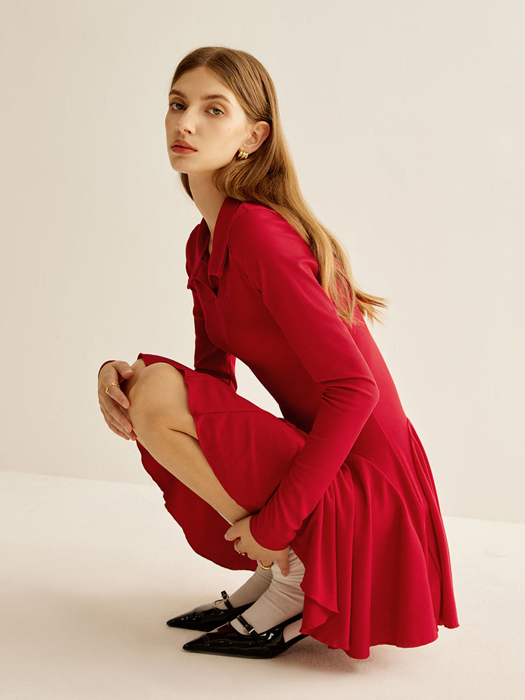 Pliseli Ribana Panel Elbise