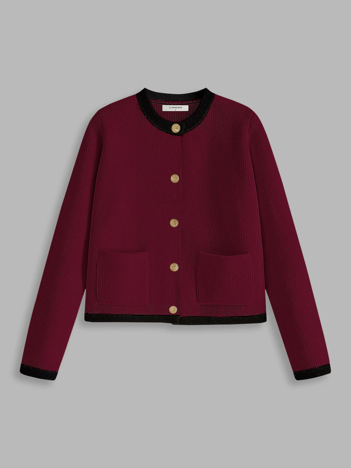 Kontrast Kesimli Jersey Kardigan