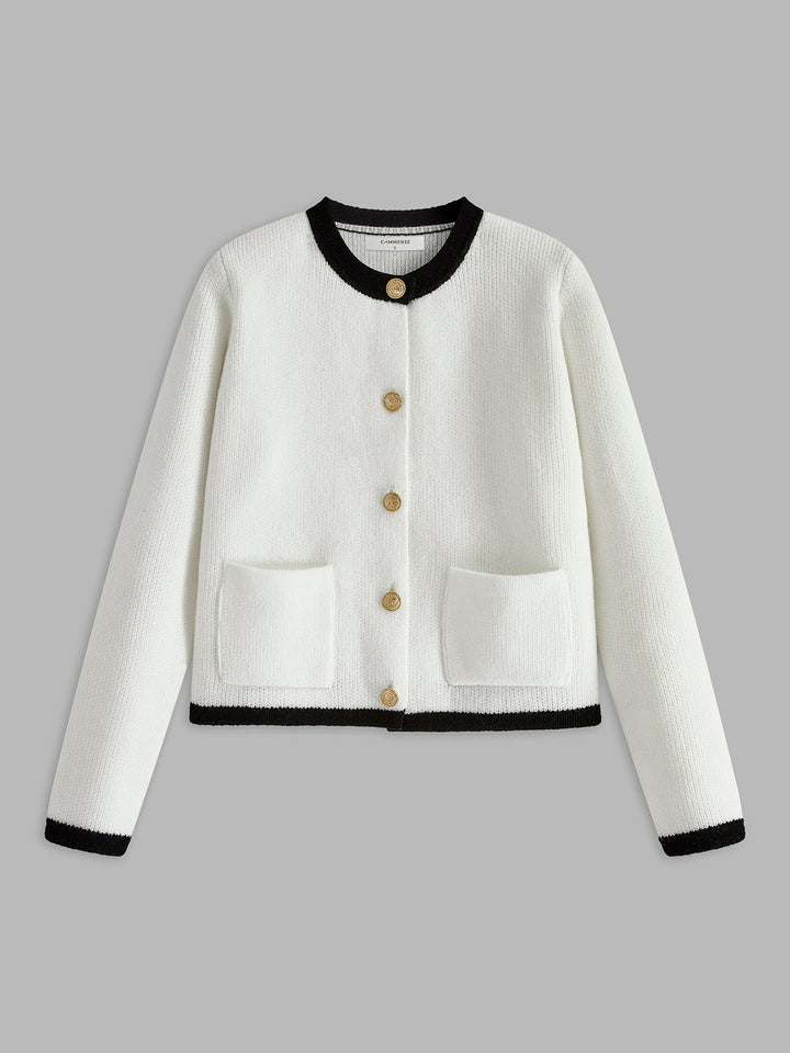 Kontrast Kesimli Jersey Kardigan