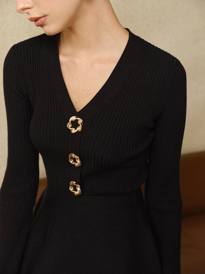 Kontrast Manşetli Volanlı Örgü Üst