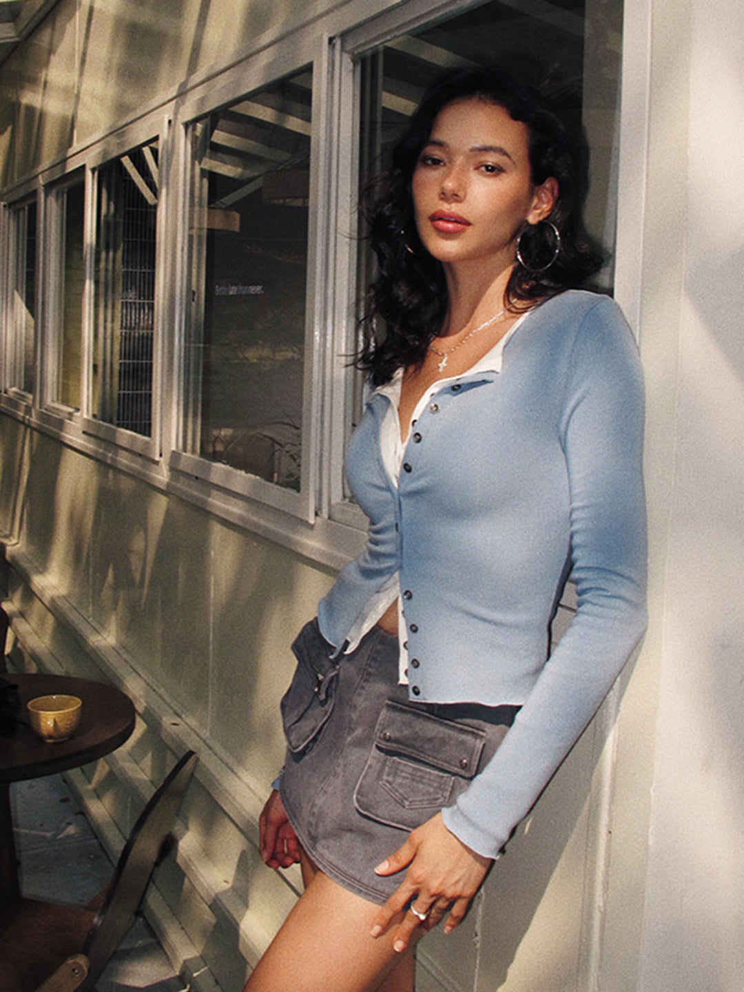 2'Si 1 Arada Düğmeli Jersey Bluz