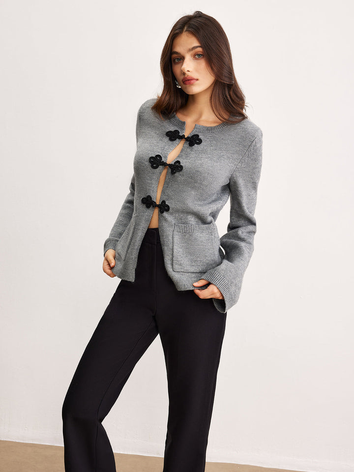 Boş Zaman Çin Düğüm Düğmeli Hırka