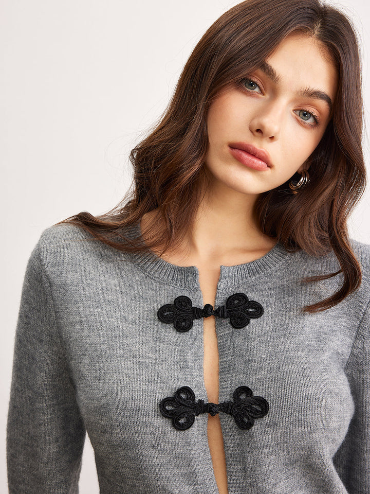 Boş Zaman Çin Düğüm Düğmeli Hırka