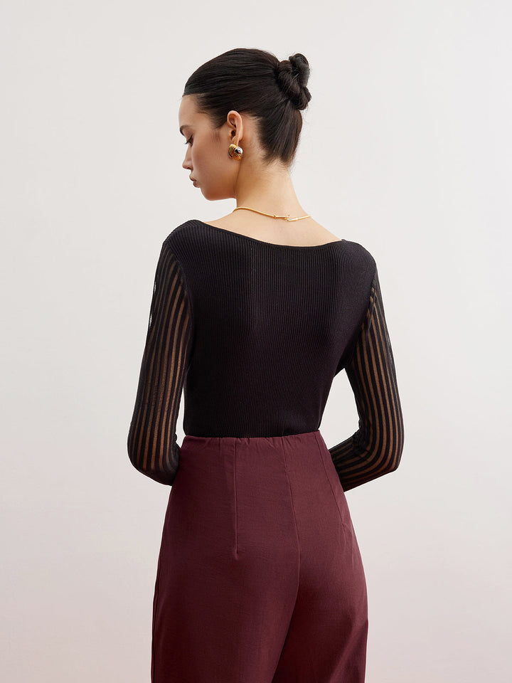 Kaburgalı Şeffaf Kollu Kazak