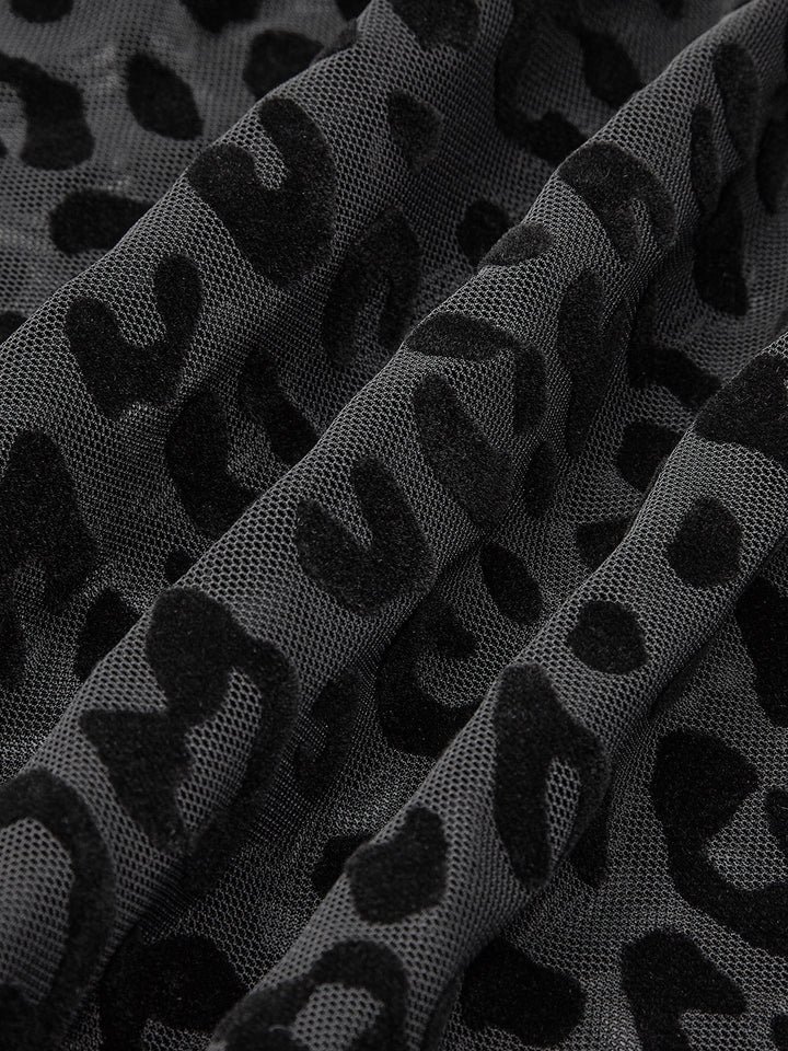 Leopar Baskılı Şeffaf Tişört