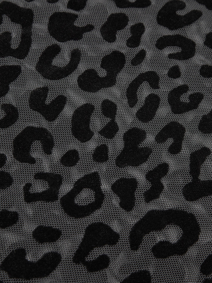 Leopar Baskılı Şeffaf Tişört