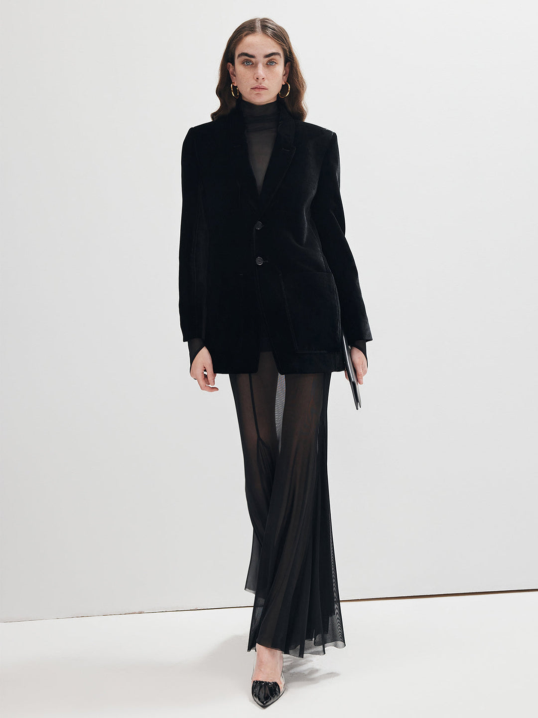 Balıkçı Yaka Şeffaf File İnce Tişört