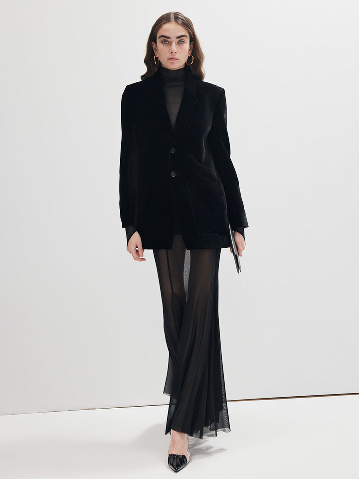 Balıkçı Yaka Şeffaf File İnce Tişört