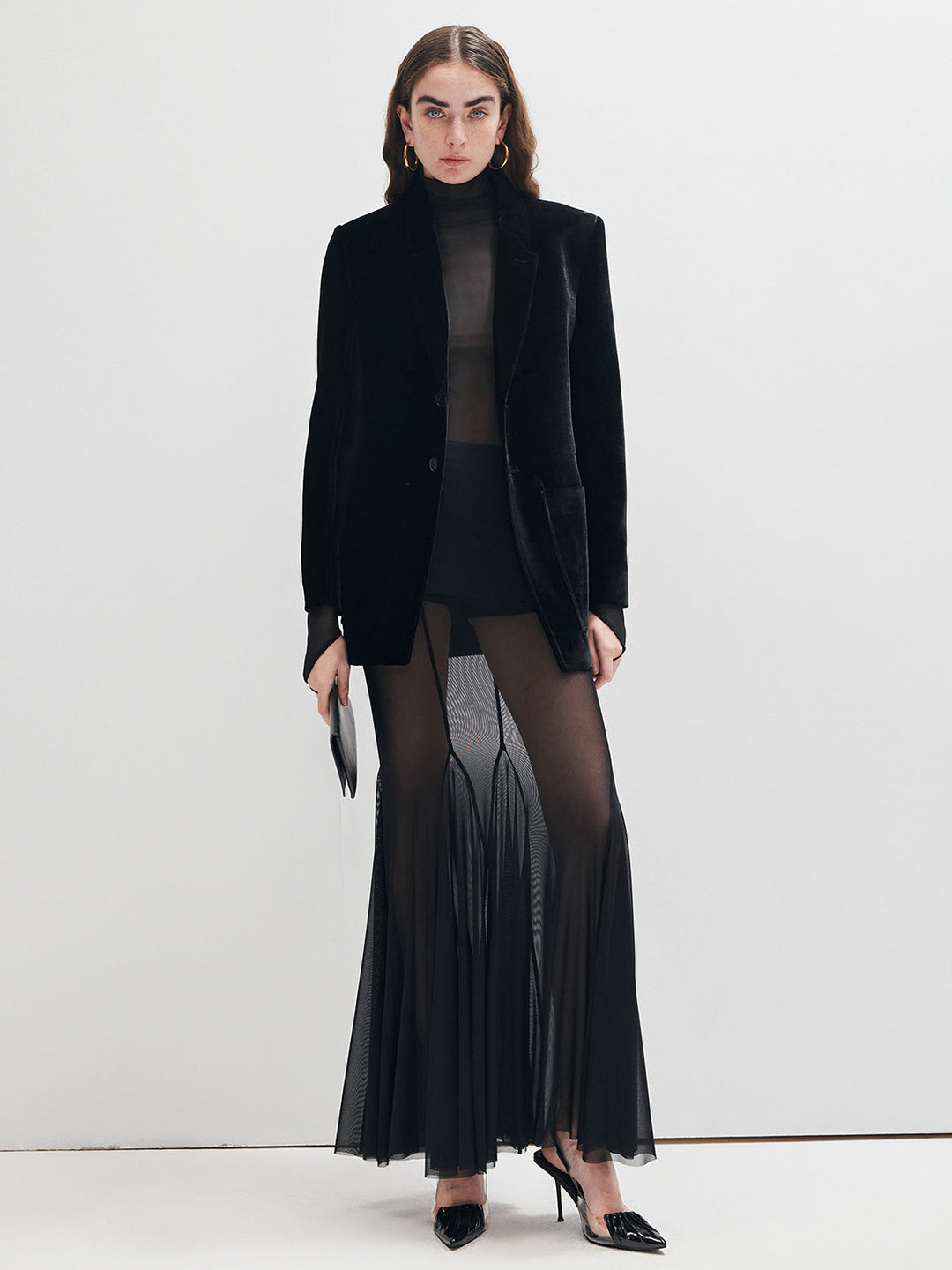 Balıkçı Yaka Şeffaf File İnce Tişört