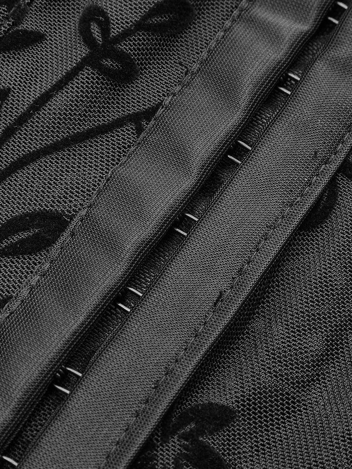 Çiçekli Şeffaf File Yapılandırılmış Korse