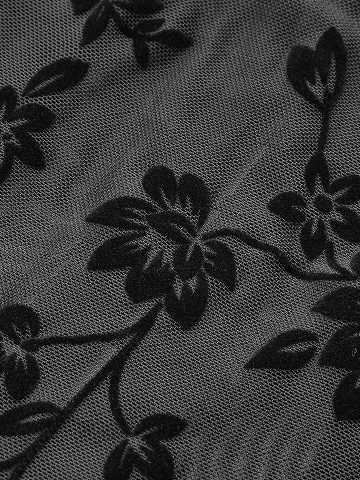 Çiçekli Şeffaf File Yapılandırılmış Korse