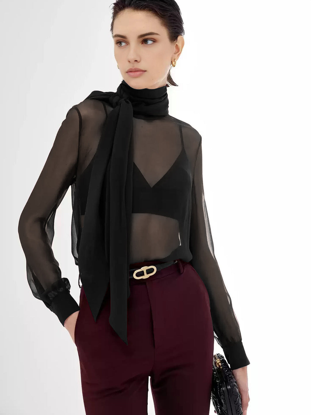 Şeffaf Fiyonk Şifon Bluz