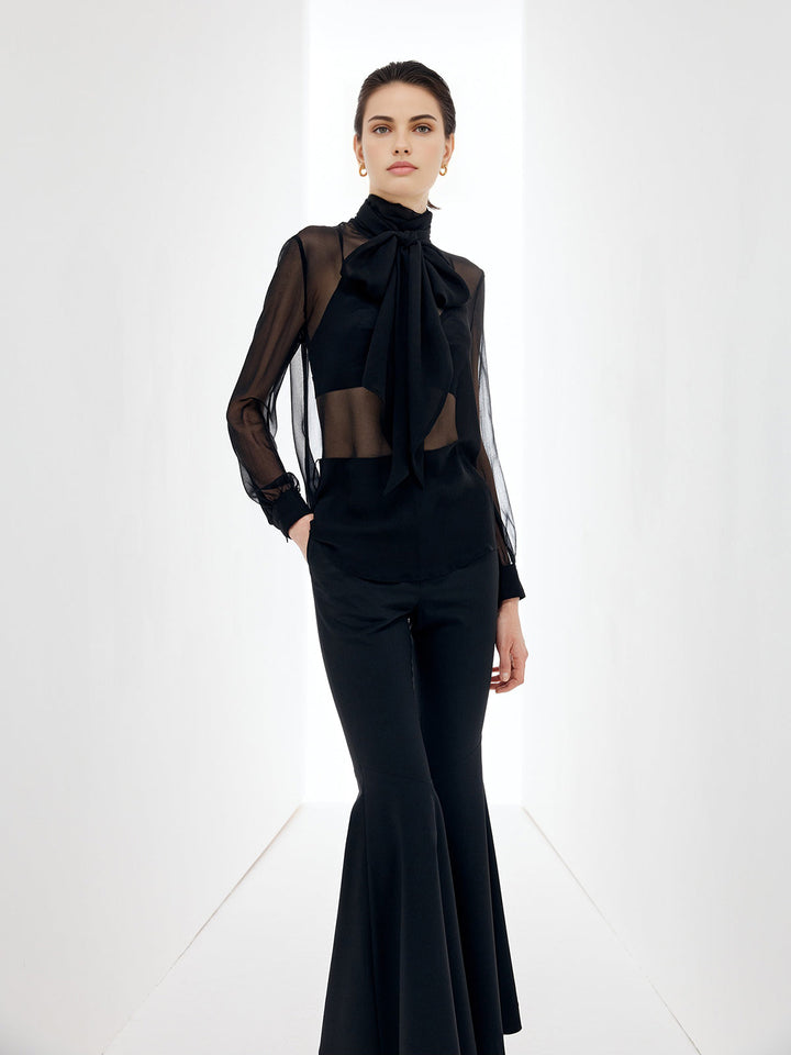 Şeffaf Fiyonk Şifon Bluz